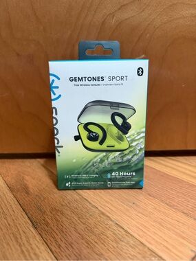 Speck GEMTONES Sport Bluetooth Earbuds in Sport Black/Momentum Green - Brand New